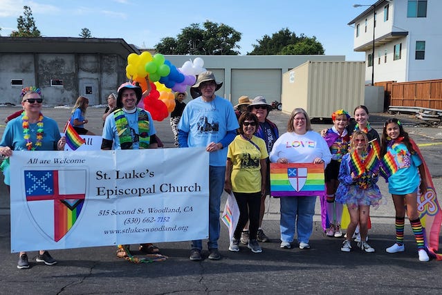 St. Luke's members marching in Woodland's 2023 Pride Parade